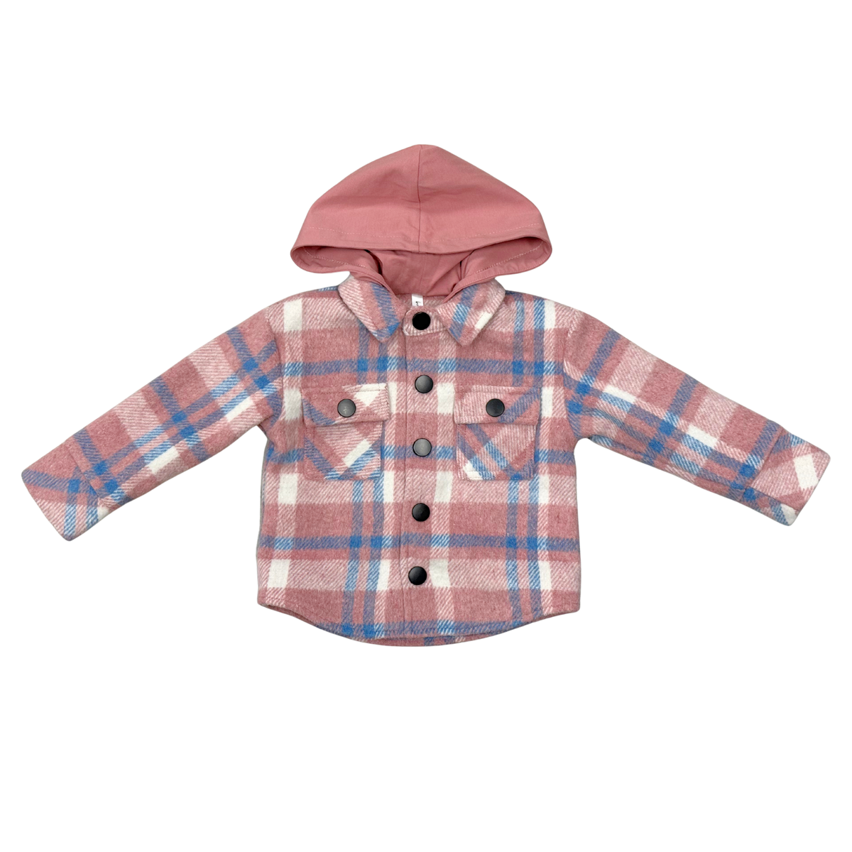 Pink hooded shacket for kids