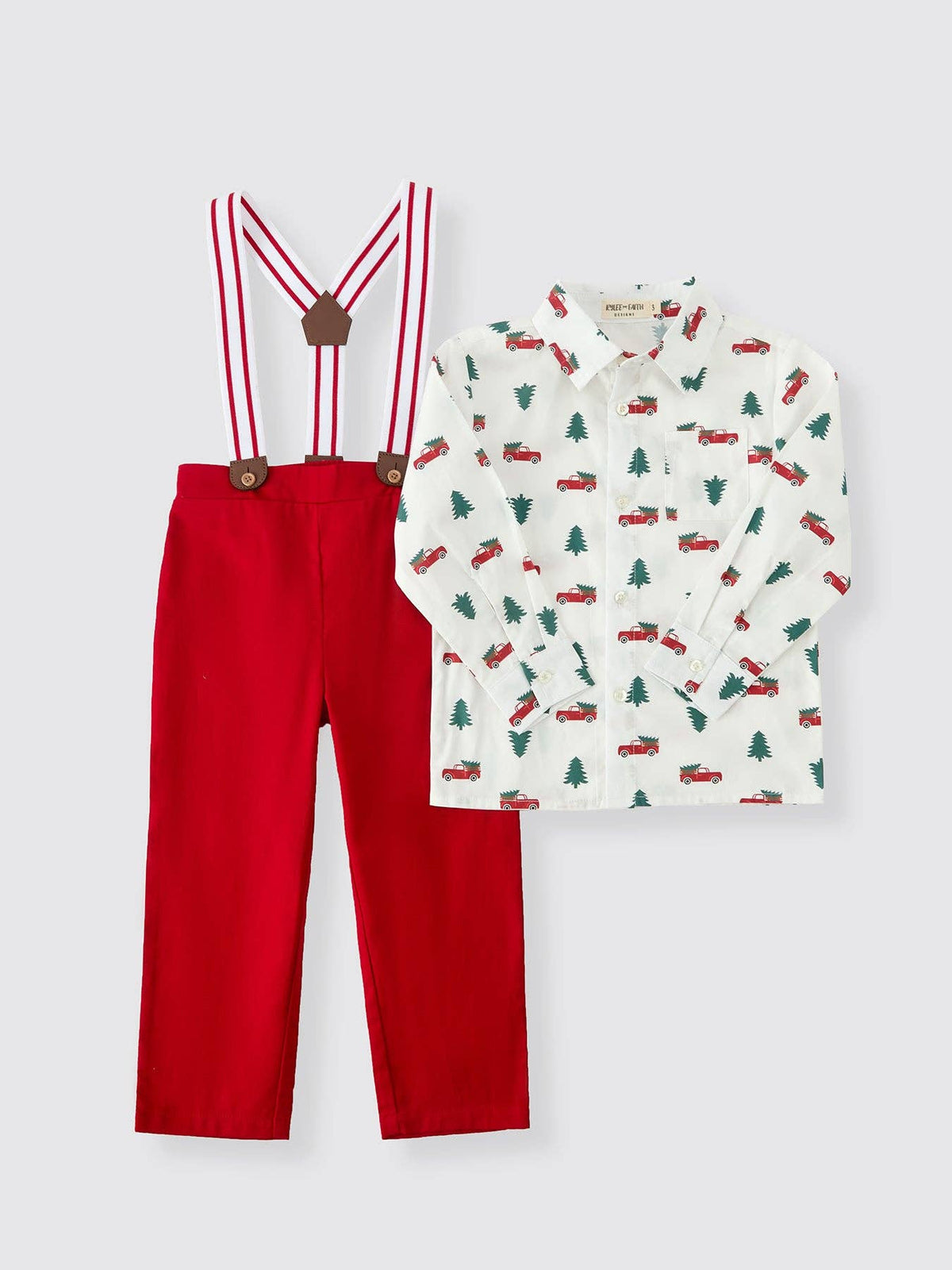 Christmas Shirt & Suspender Pants Set