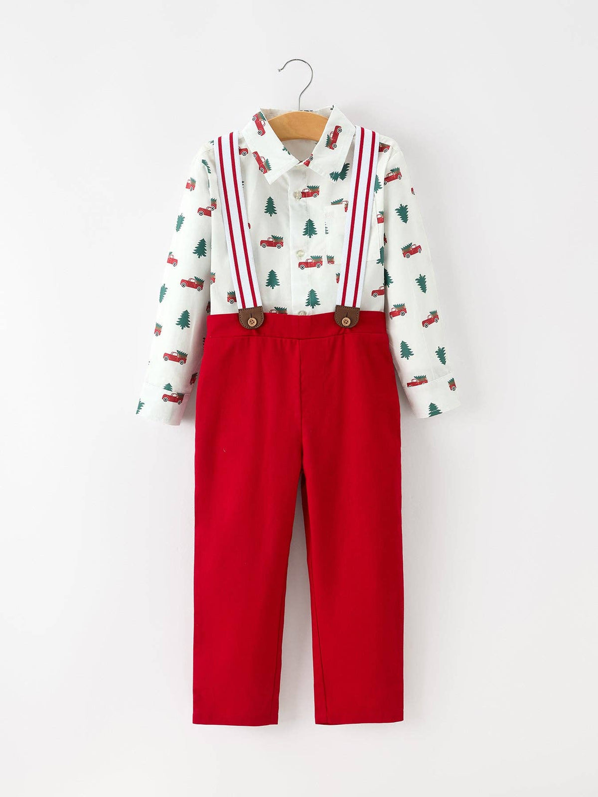 Christmas Shirt & Suspender Pants Set