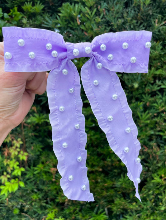 Purple Pearl Hair Bow