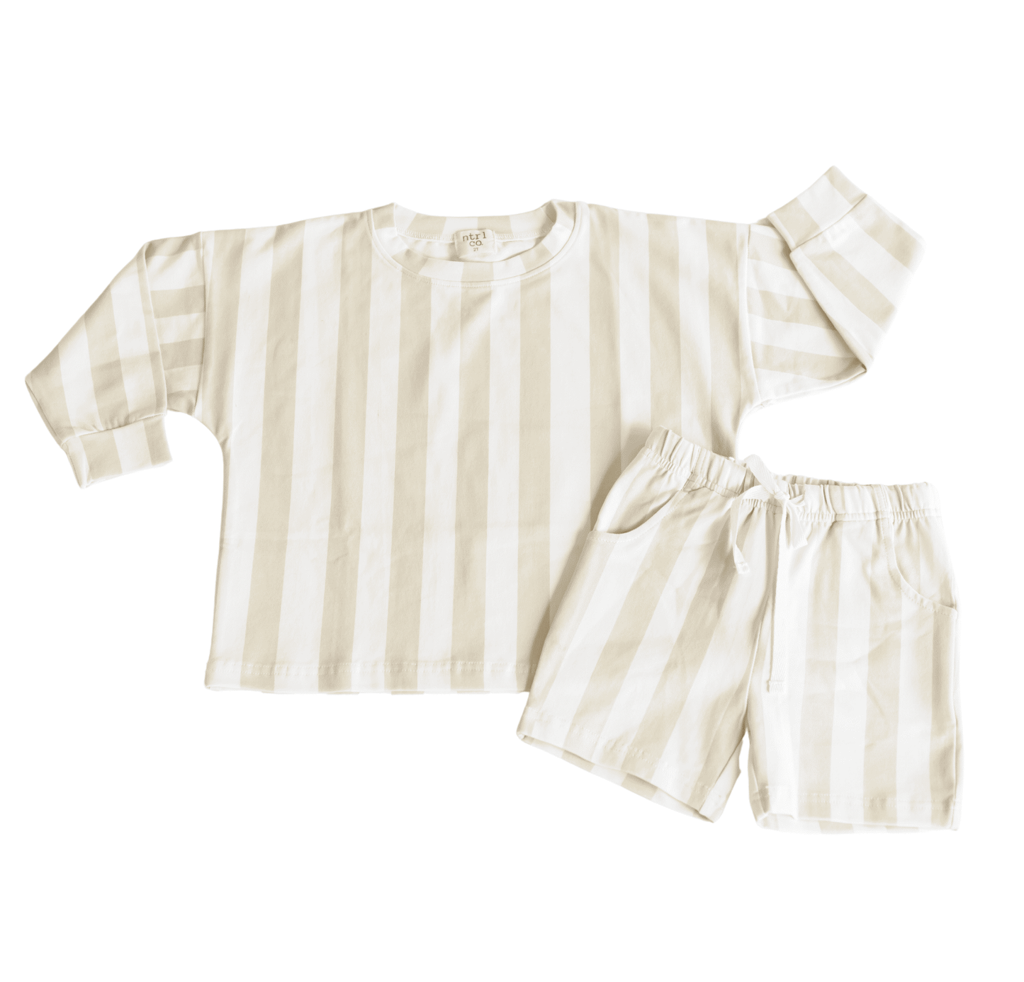 Beach Lines set for boys soft coastal print matching two piece front view