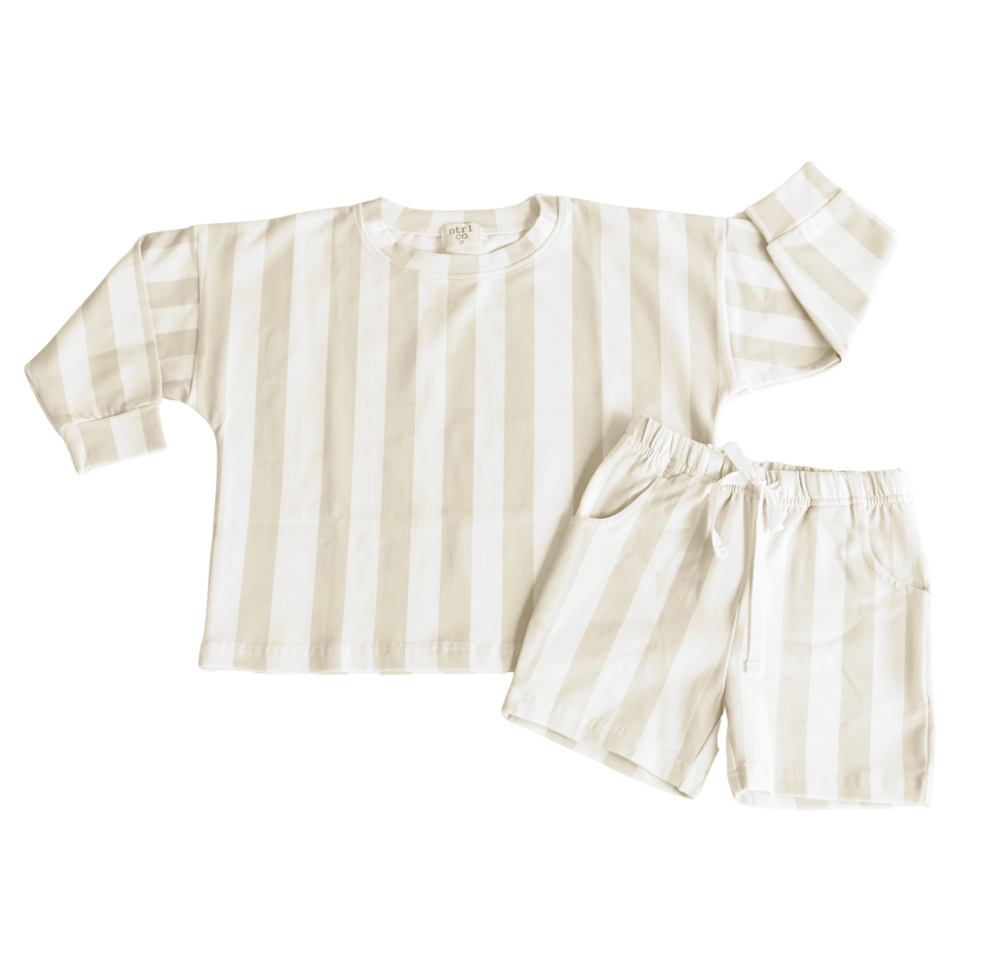 Beach Lines set for boys soft coastal print matching two piece front view