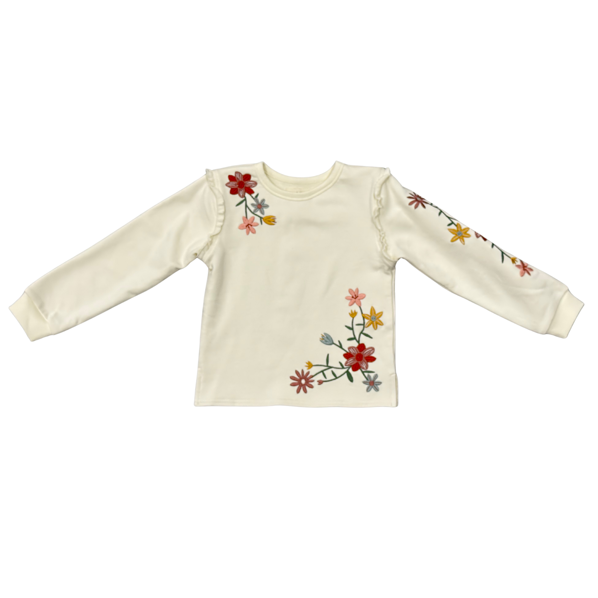 Floral raw edge sweatshirt for kids