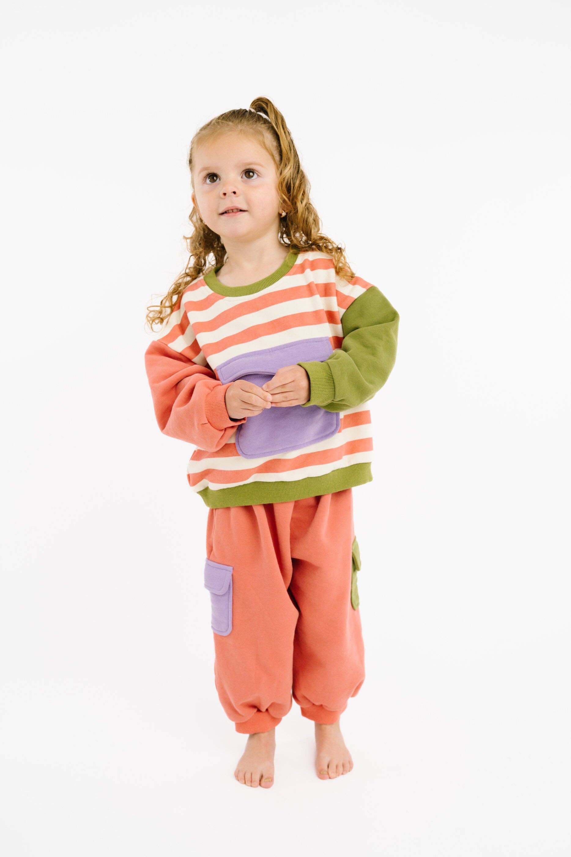 Sweet retro set kids matching outfit with snug elastic waistband detail