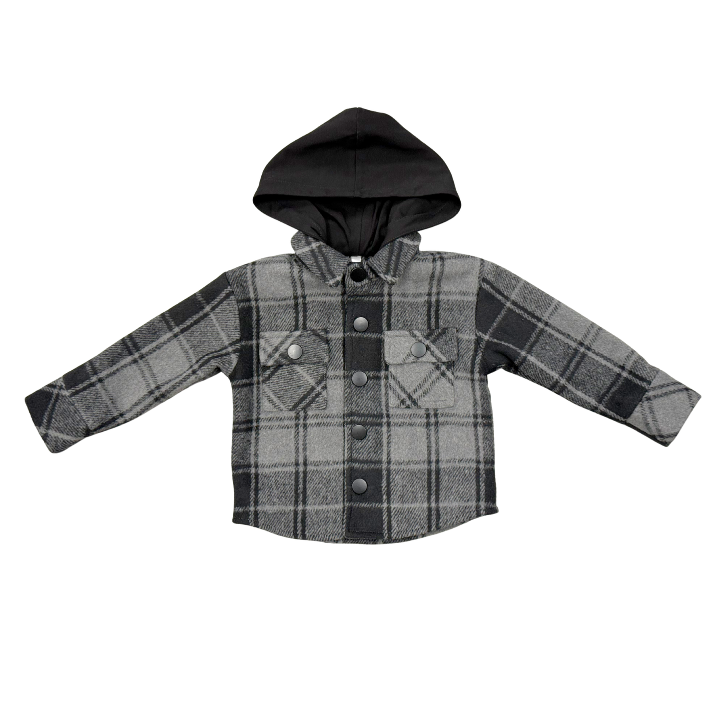 Charcoal hooded shacket for kids