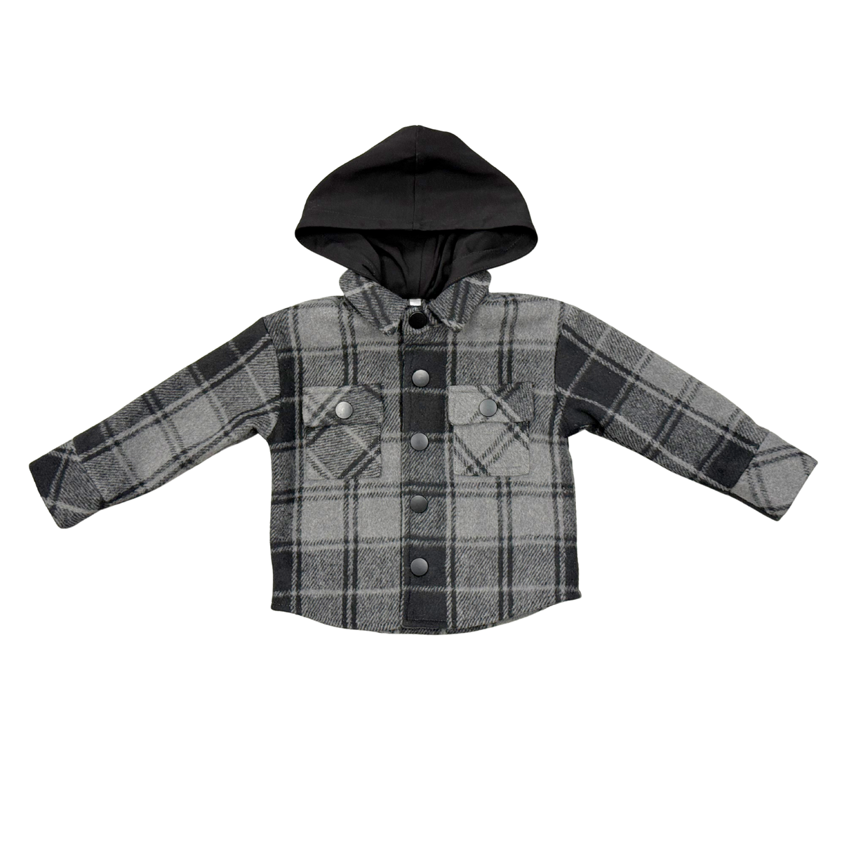 Charcoal hooded shacket for kids