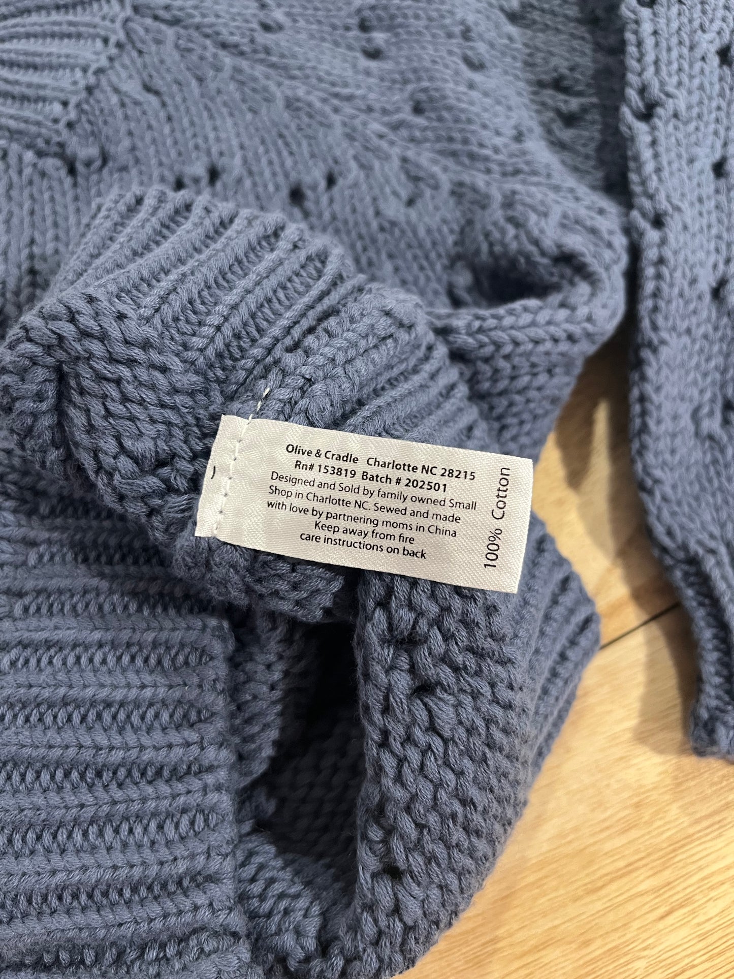 Cotton Sapphire Blue Teddy Cardigan