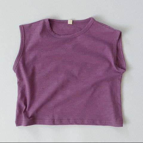 Solid cotton baby tank top worn lifestyle view