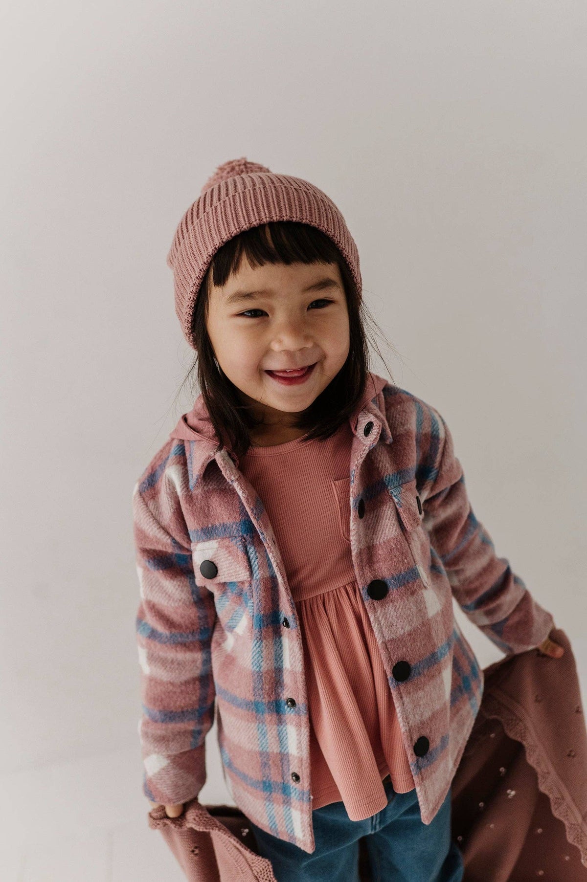 Pink hooded shacket for kids