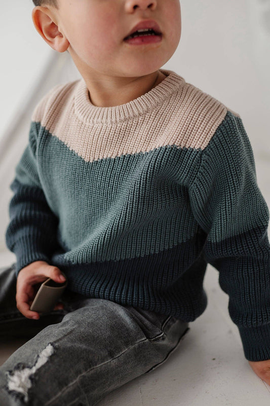 Tri-Color Cotton Sweater