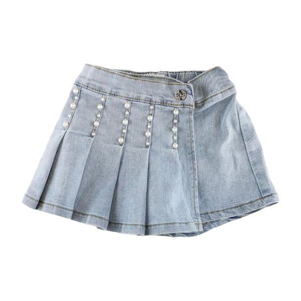 Pearled Denim Skort
