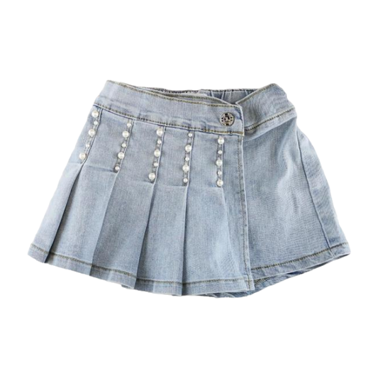 Pearled Denim Skort