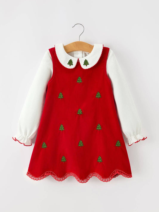 Christmas corduroy dress set for girls