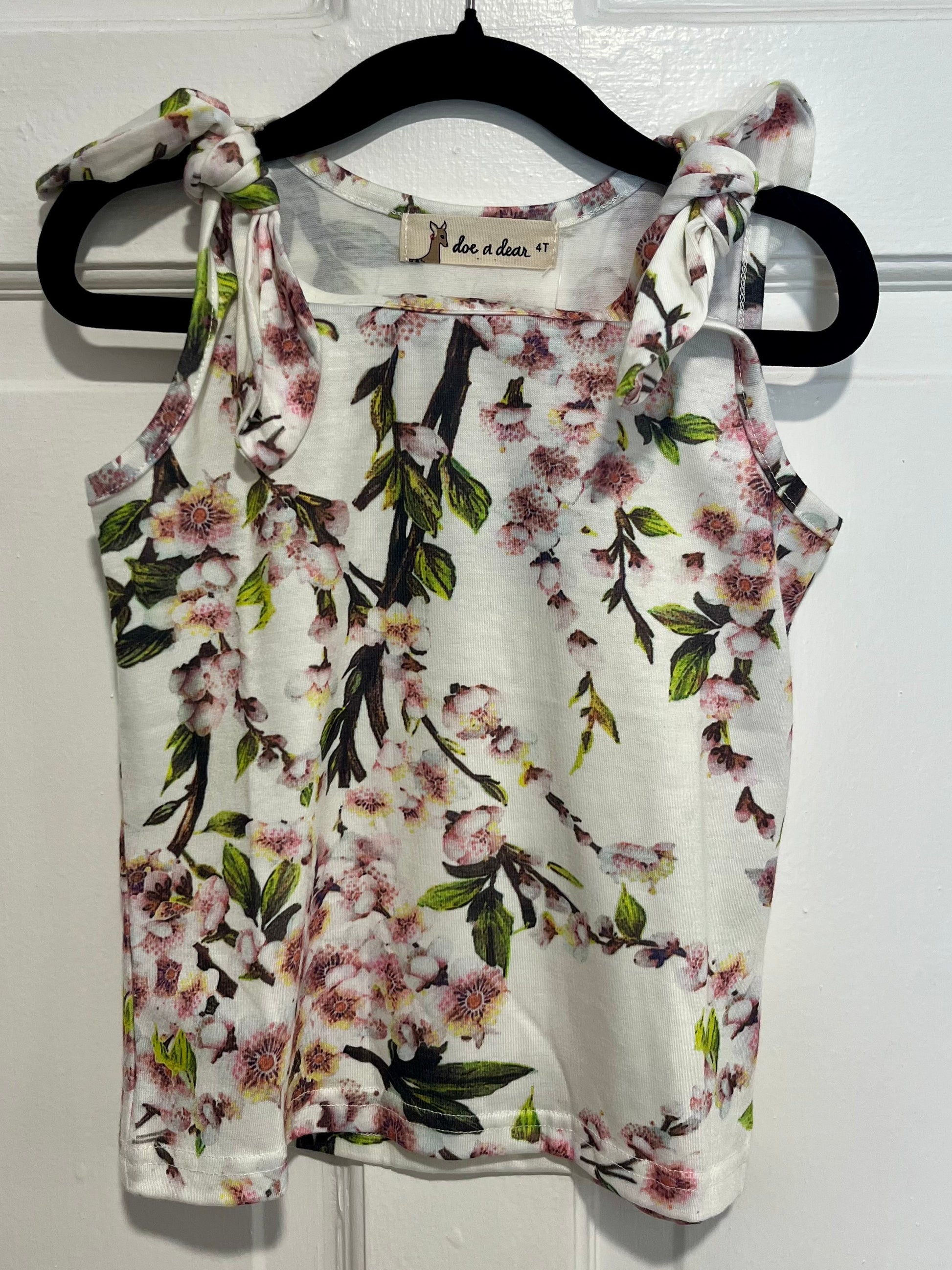 Girls floral tank top flat lay product view