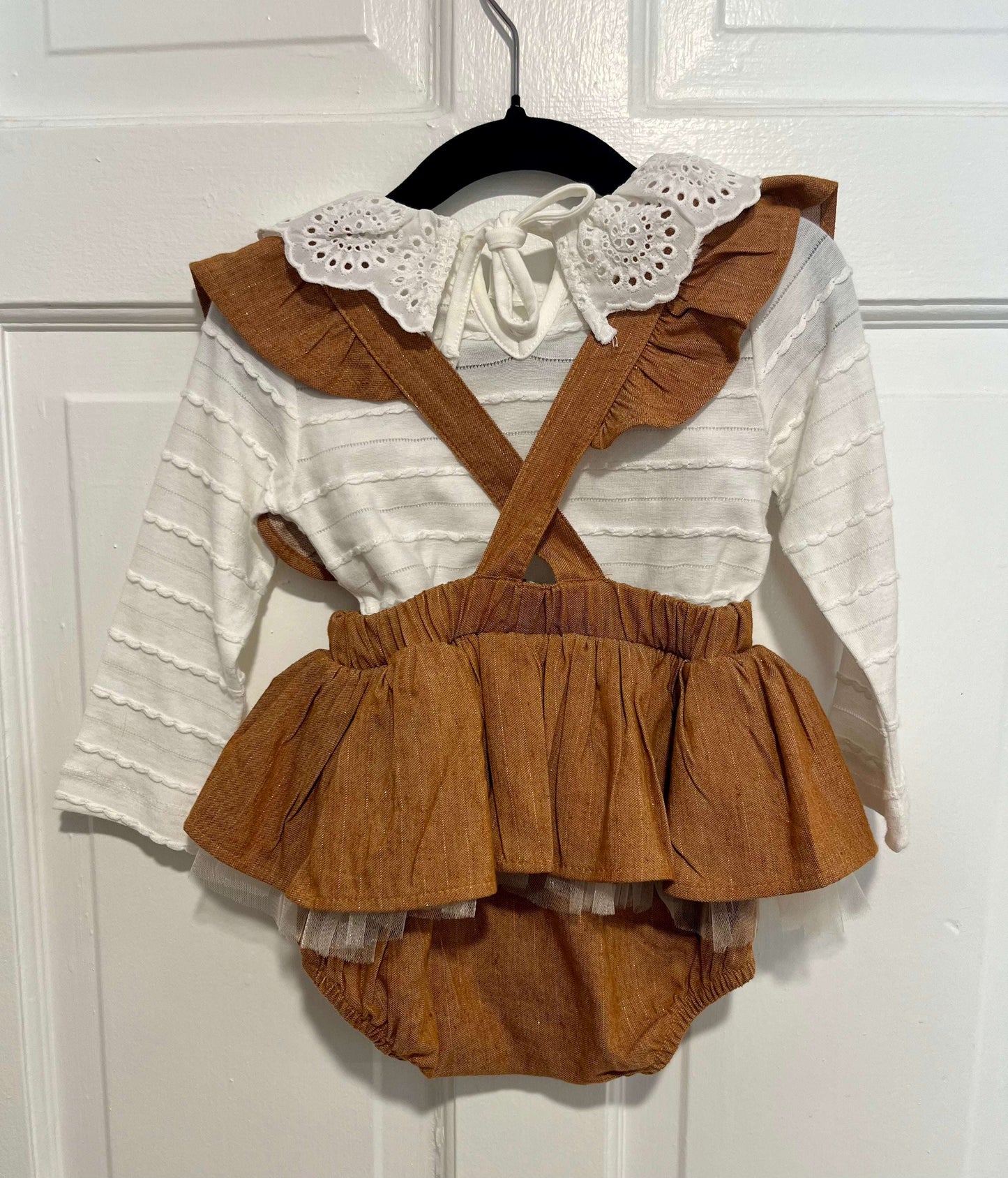 Baby collared blouse 2 piece set flat lay product view
