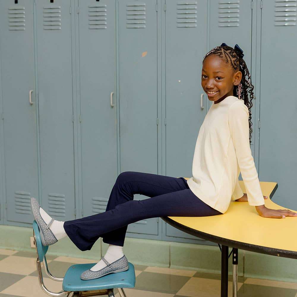 Organic cotton flared leggings for girls soft stretch boutique front view