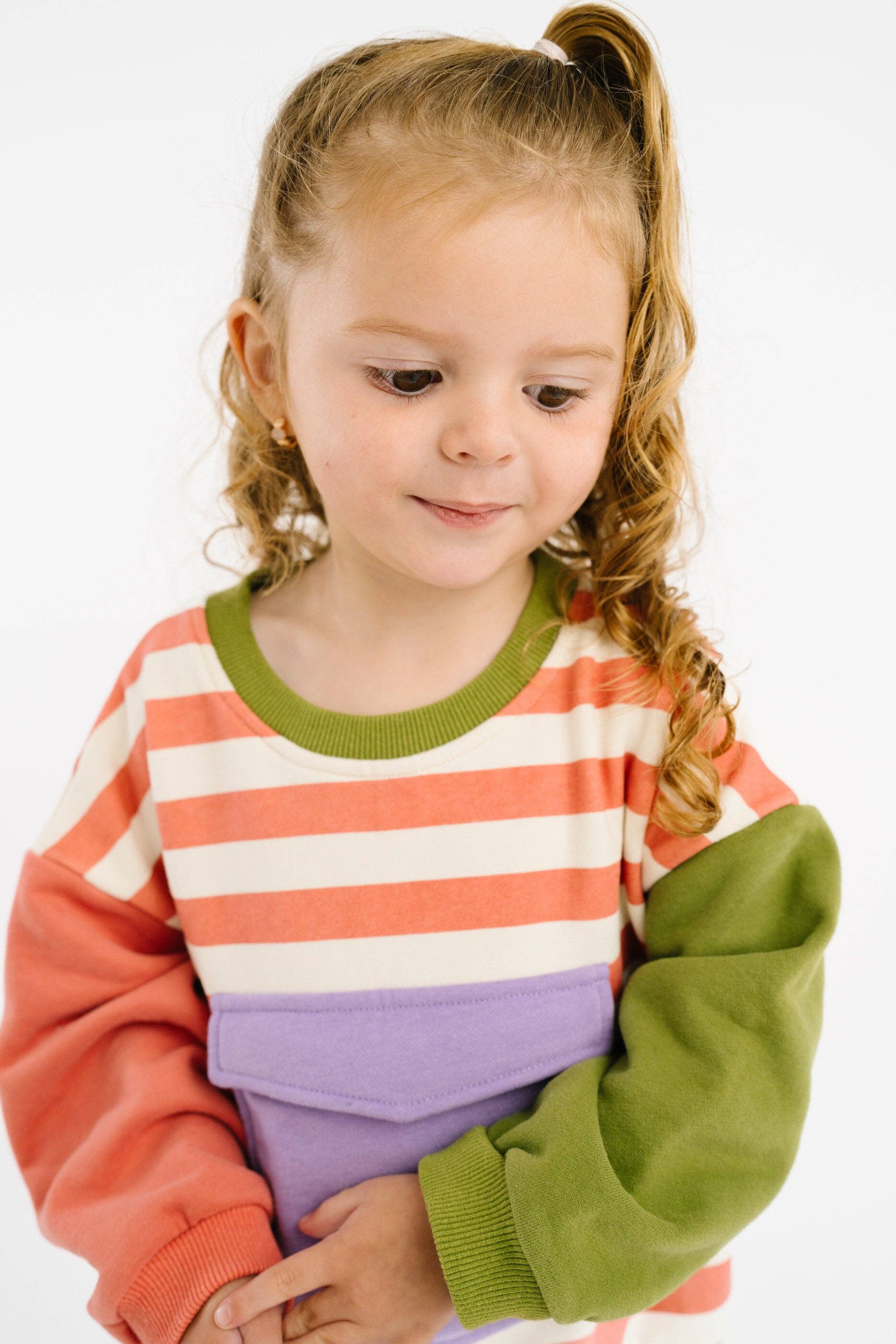 Kids soft retro sweatsuit in pastel tones back view