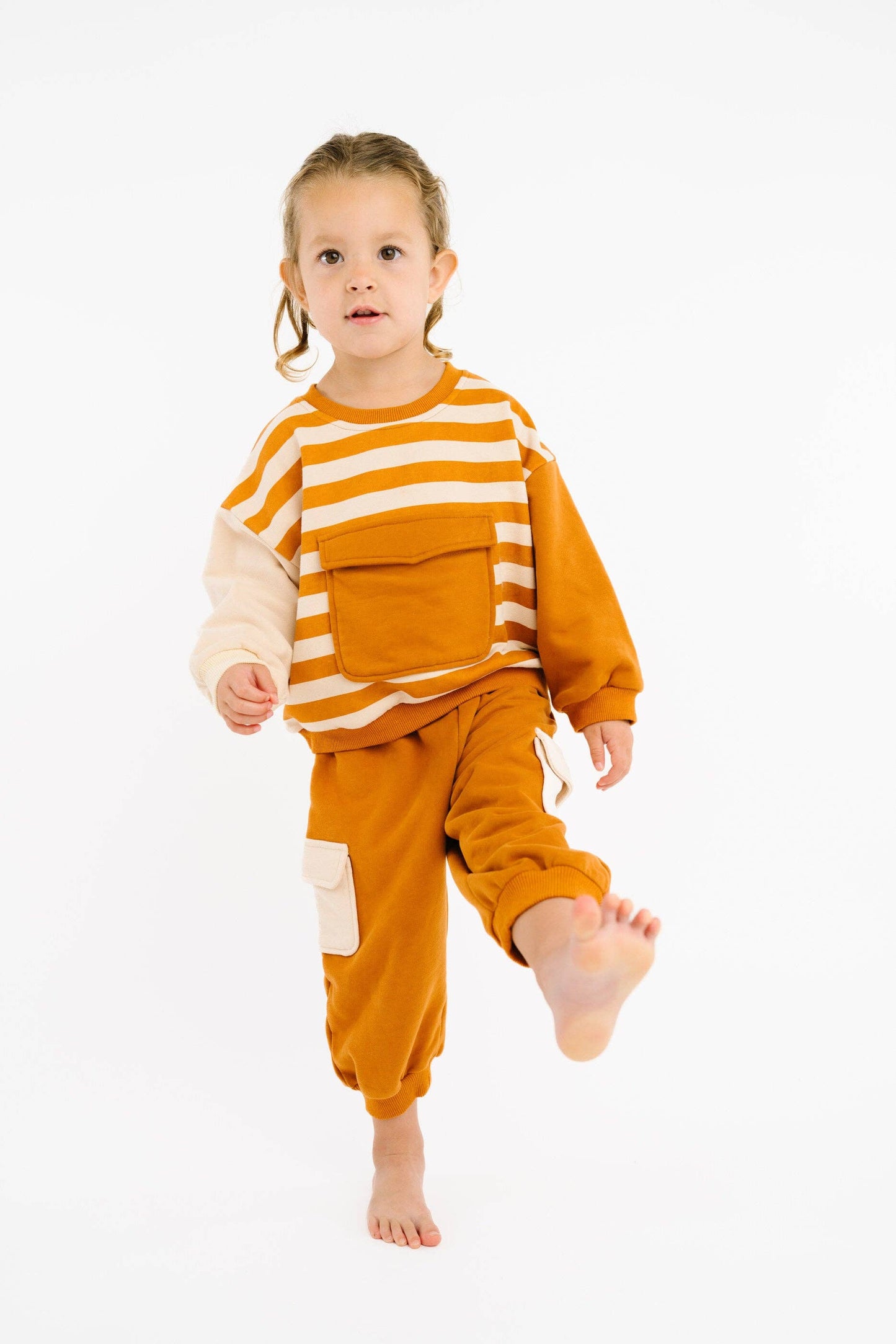Cinnamon retro kids boutique matching set full length styling view