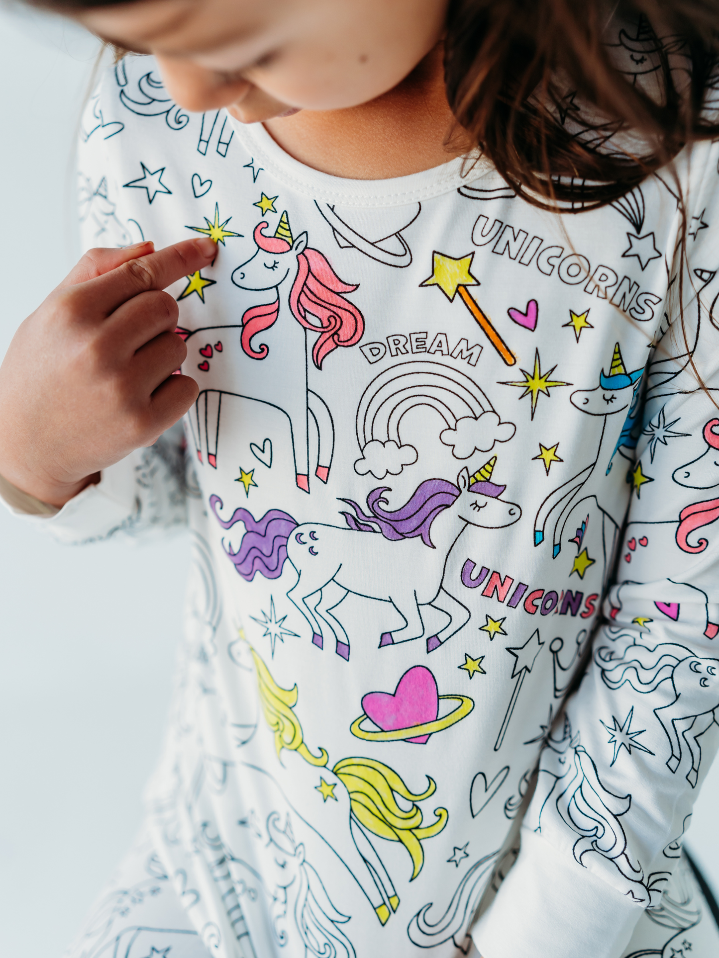 Unicorn Coloring PJs with Fabric Markers