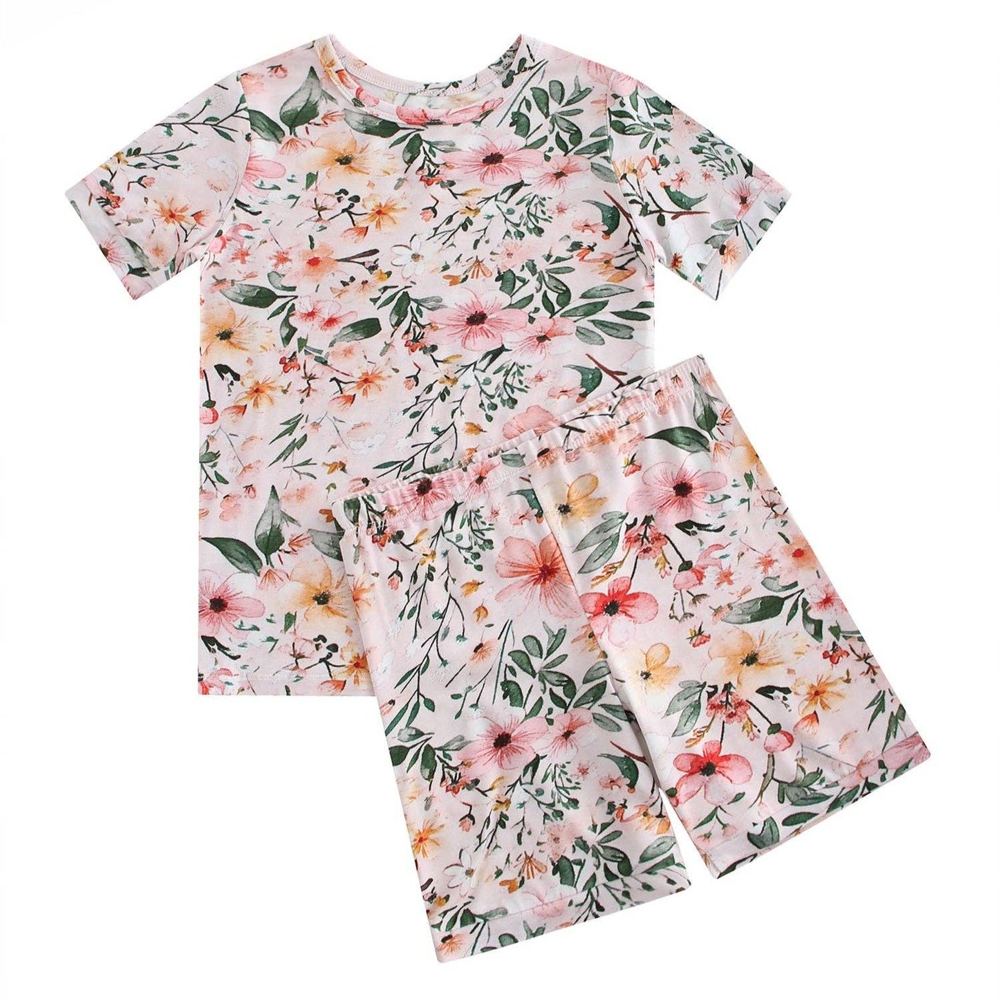 2 Piece Short Sleeves Floral PJ Set