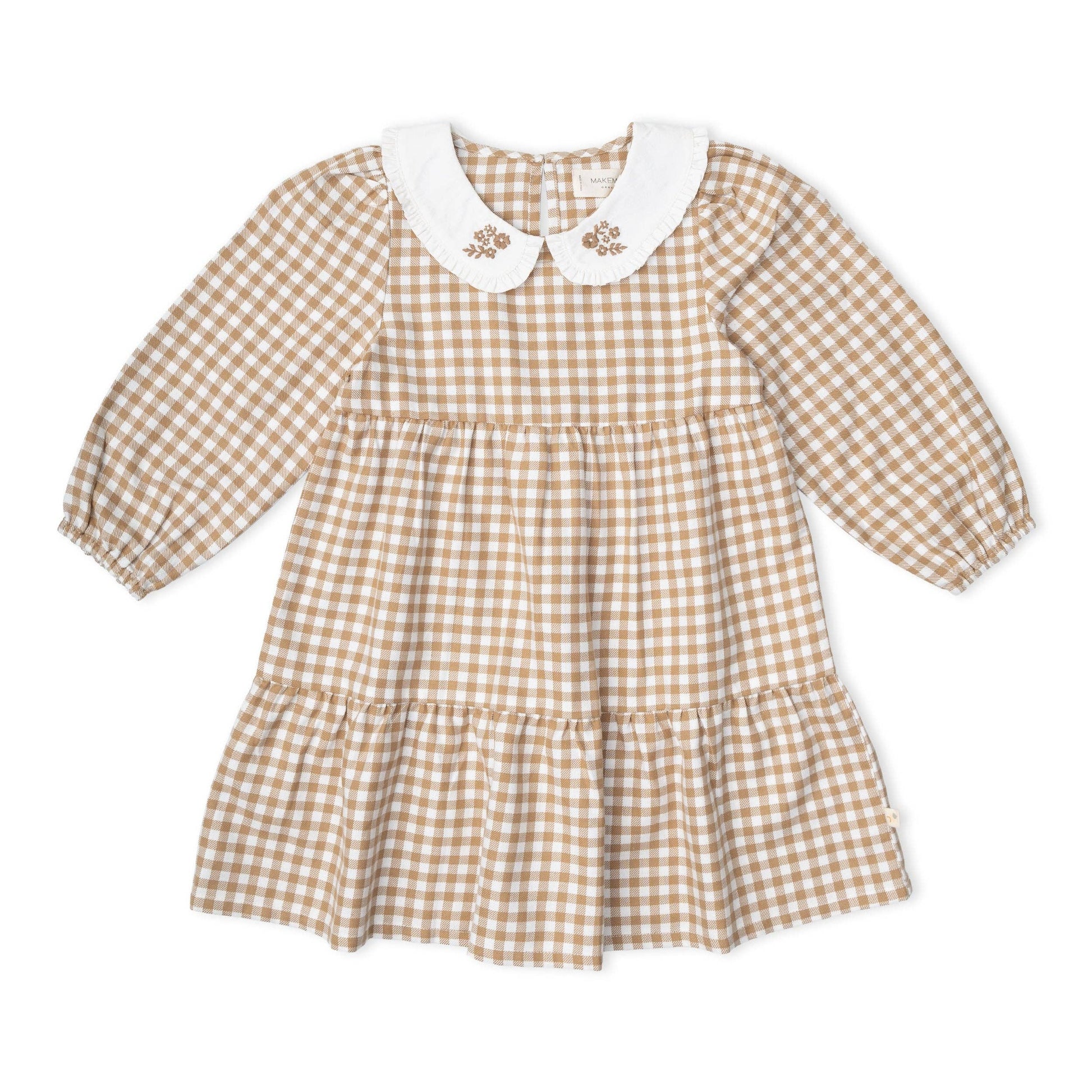 Organic Collar Oat Gingham Dress for toddler