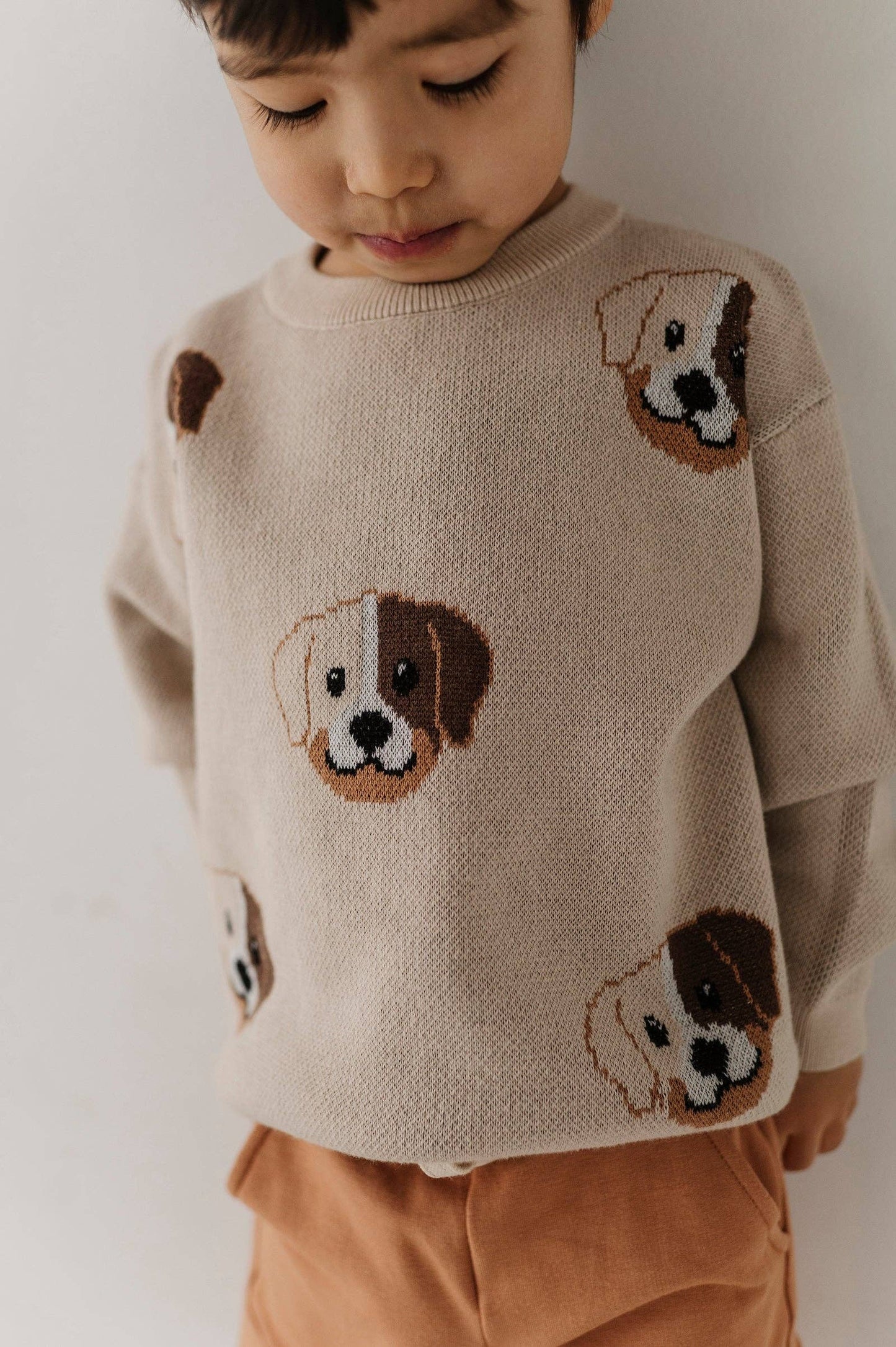 Puppies print knit sweater for kids