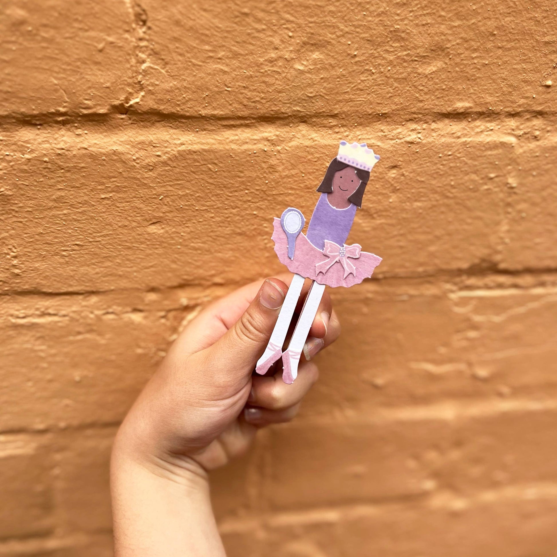 Kids ballerina peg doll kit contents lifestyle view