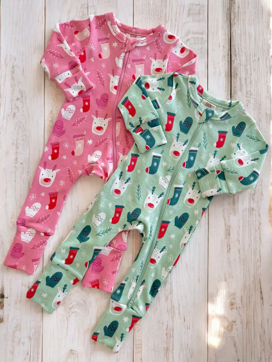 Reindeer Organic Zip PJs
