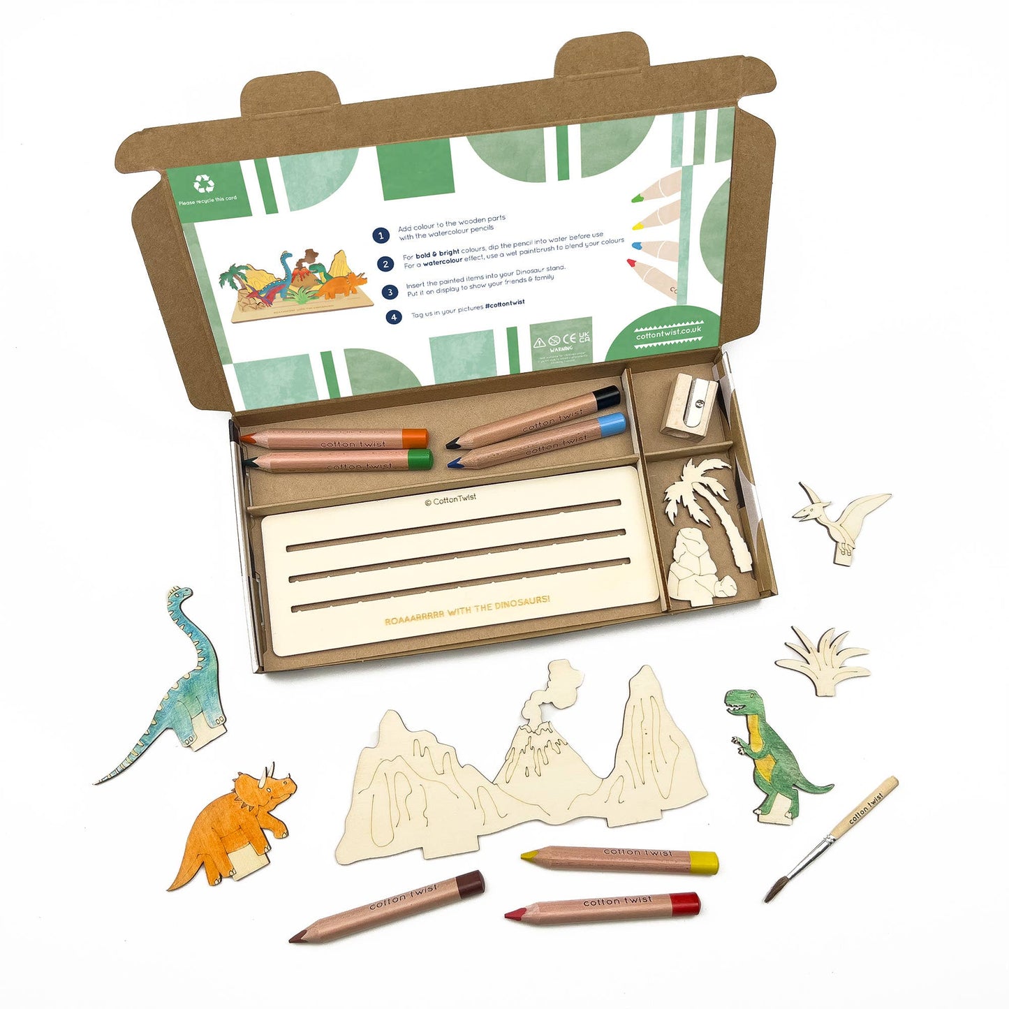 Dinosaur scene craft kit close up materials detail