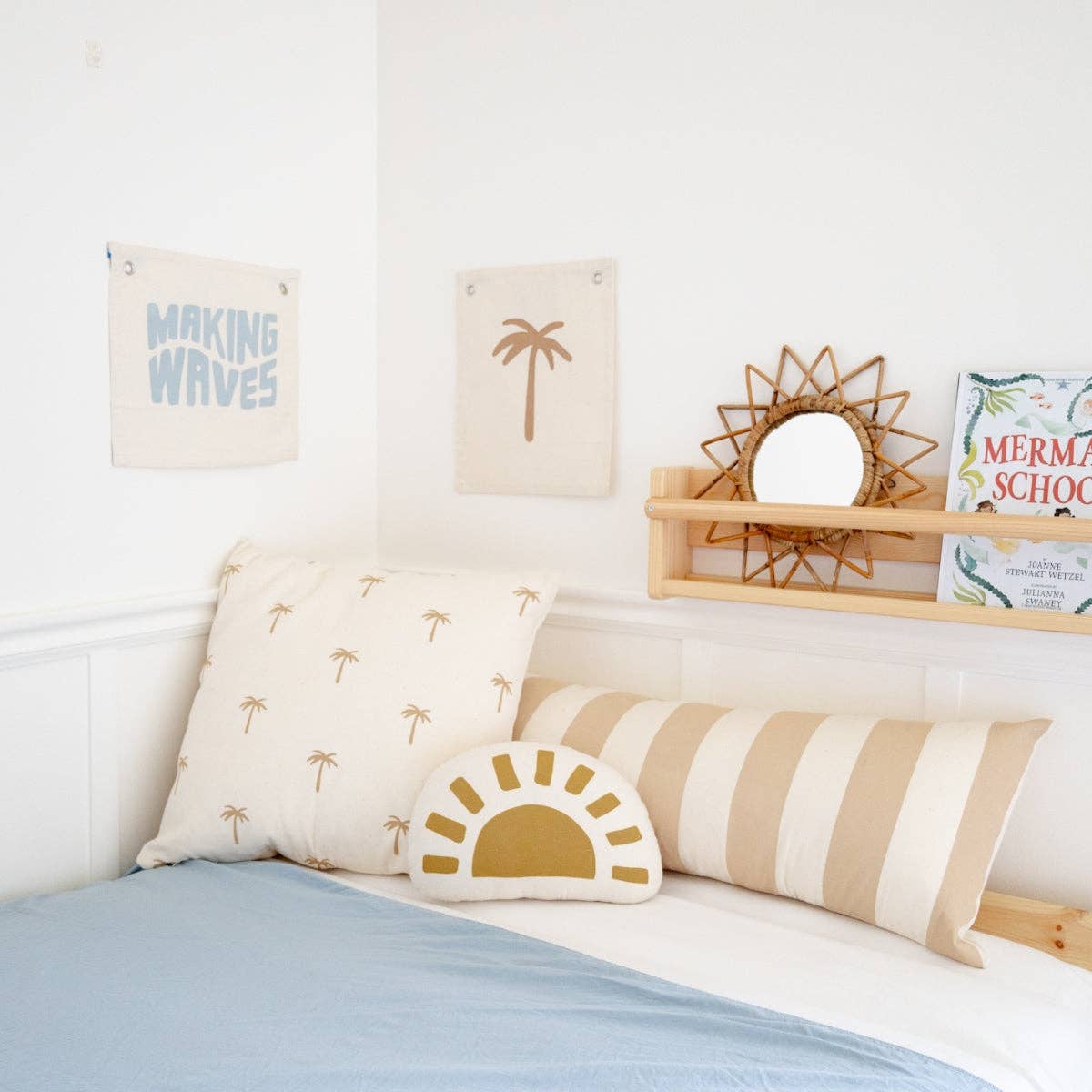 Making Waves canvas kids room wall decor hung in playroom lifestyle view