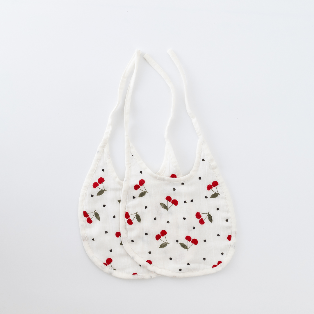 Cherry Organic Muslin Bibs