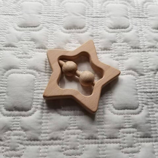 Star Beechwood Teething Rattle