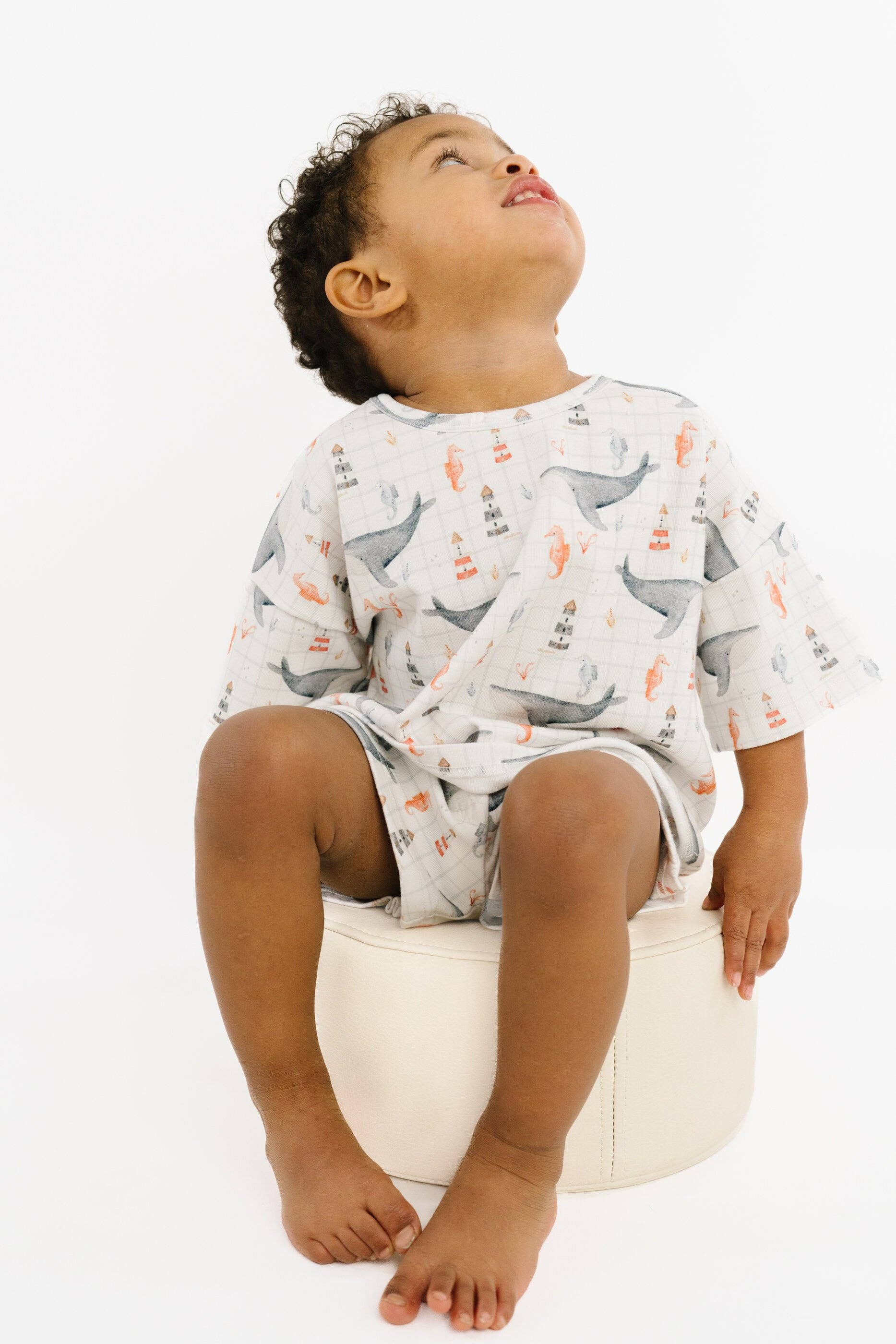 Ocean explorer kids slouchy matching set flat lay product view
