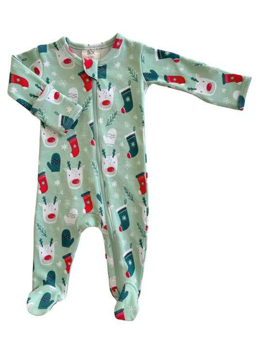 Reindeer Organic Zip Footie