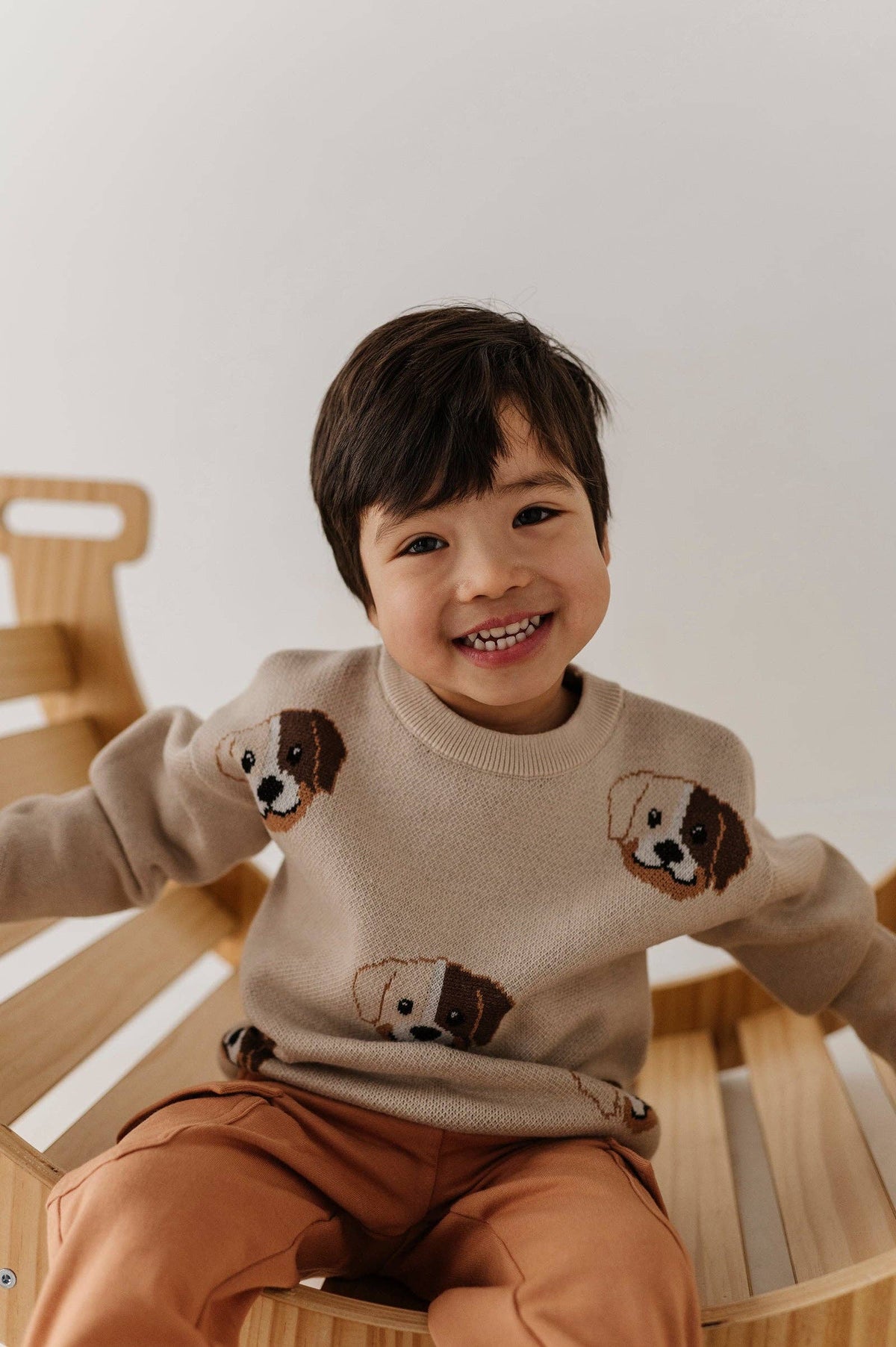 Puppies print knit sweater for kids