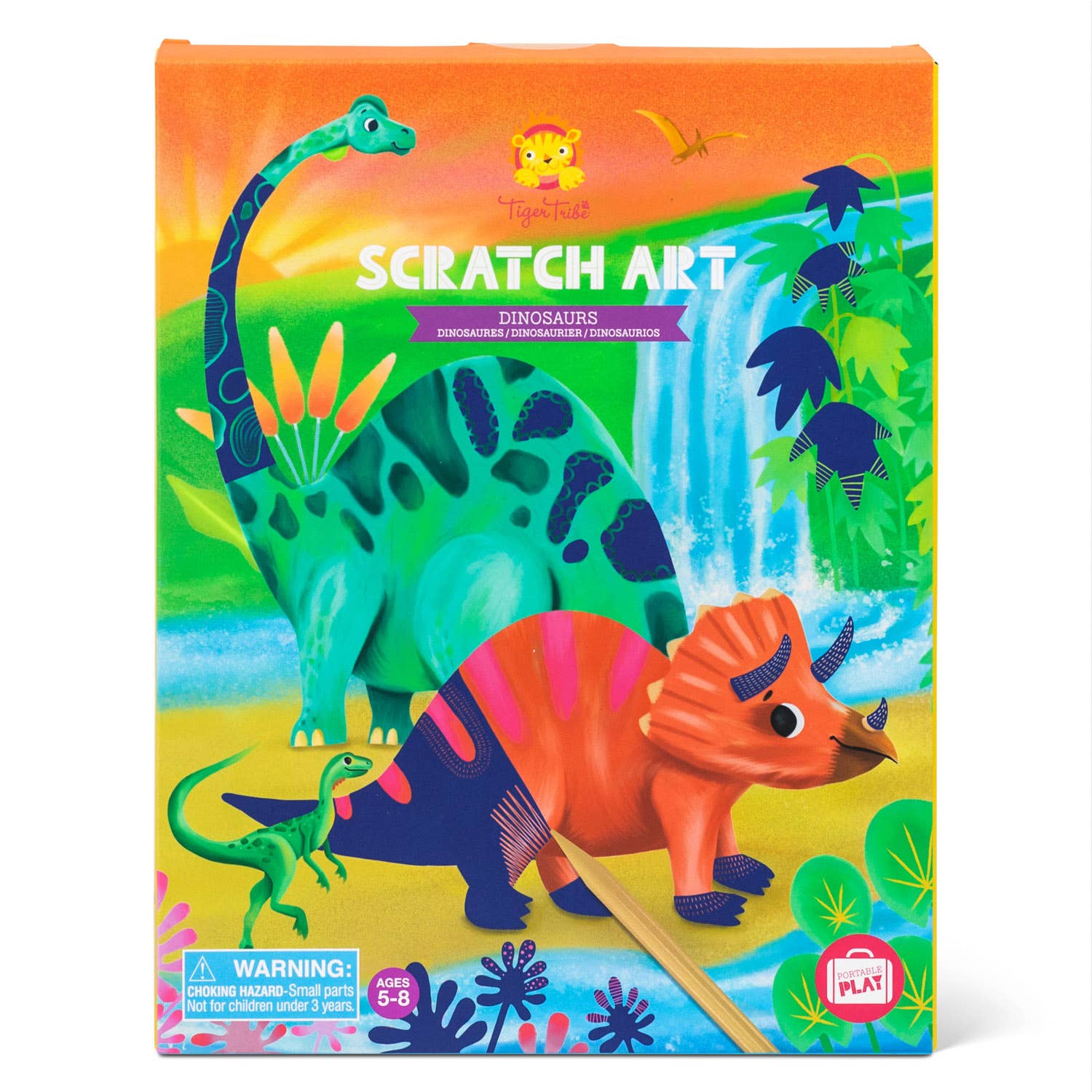 Scratch Art dinosaur kit for kids creative activity front view