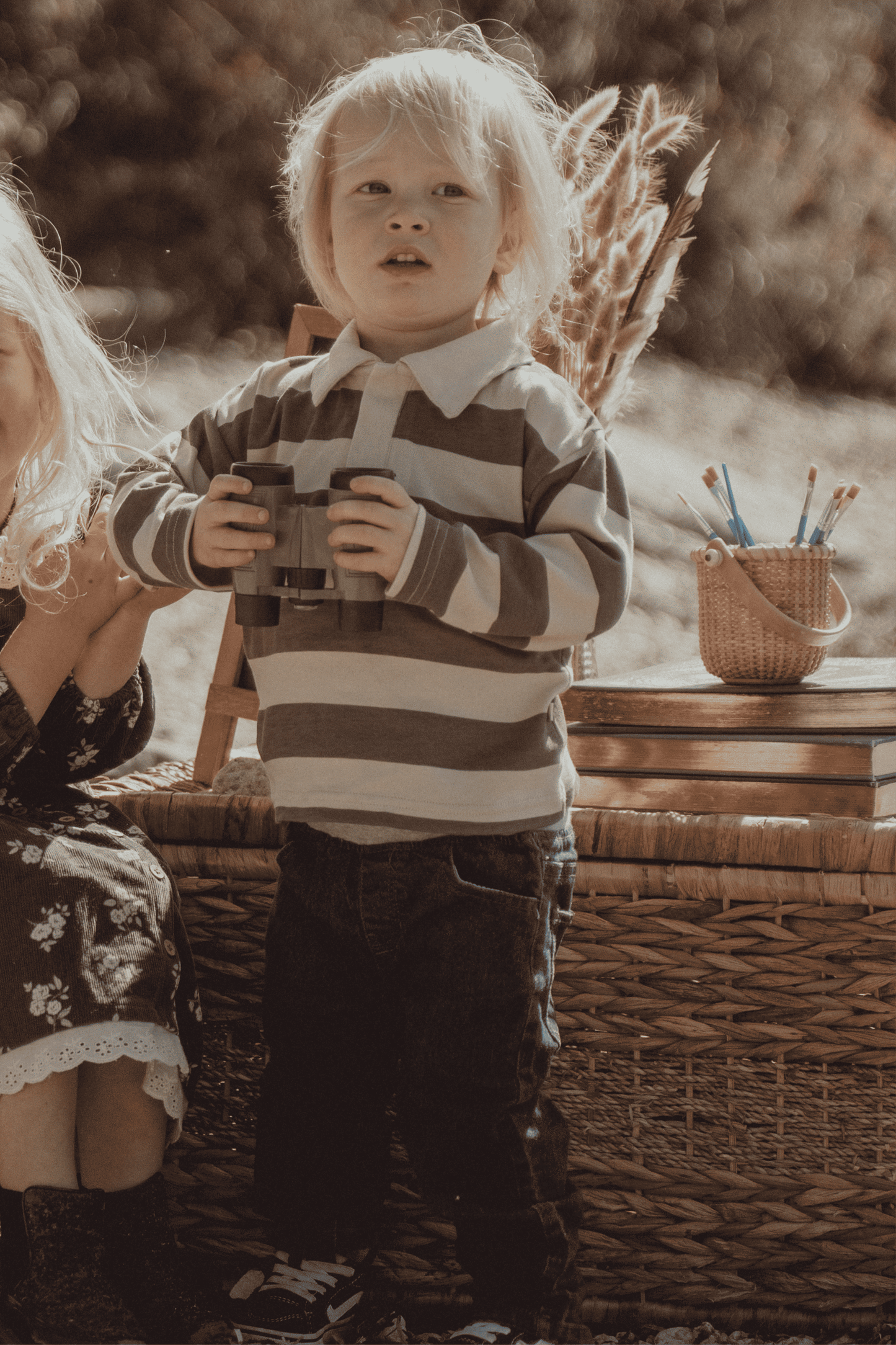 Kids organic cotton polo shirt worn lifestyle view