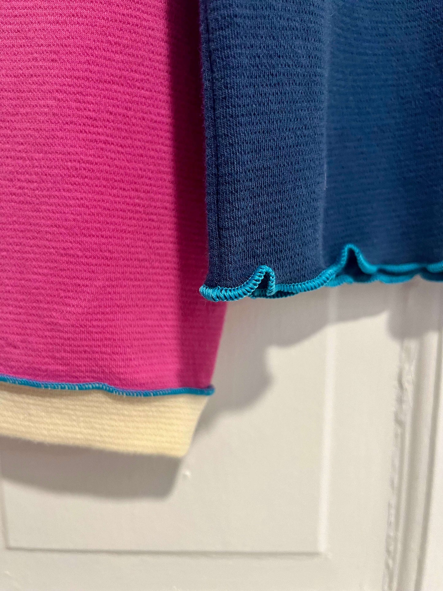 Kids color block long sleeve shirt close up fabric detail