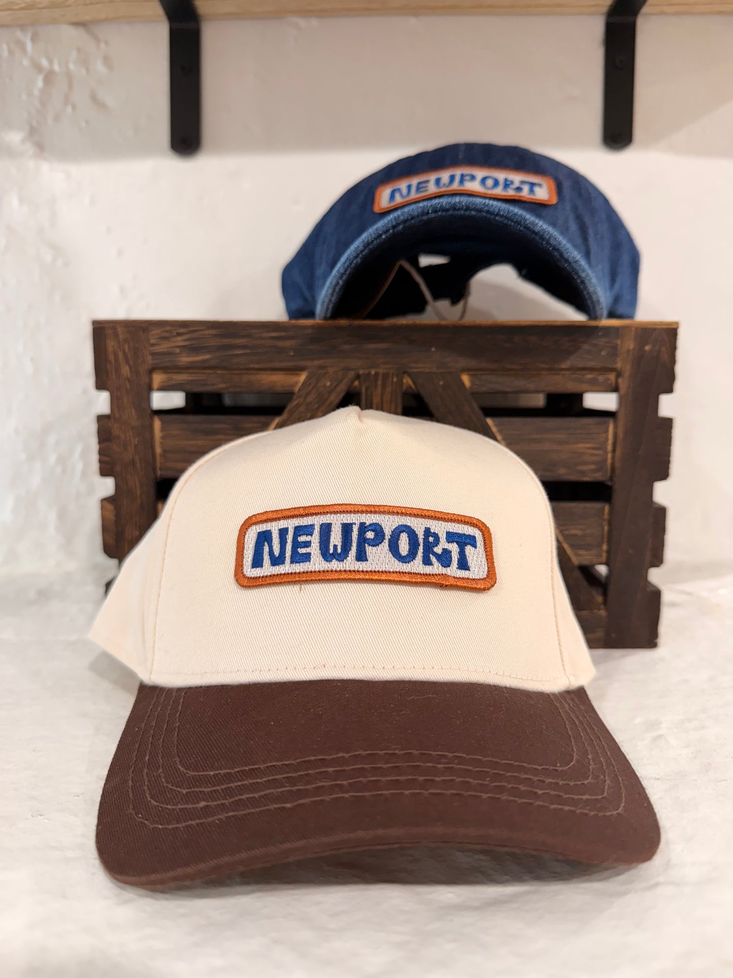 Sunwray Newport patch brown and cream two-tone kids cap side view