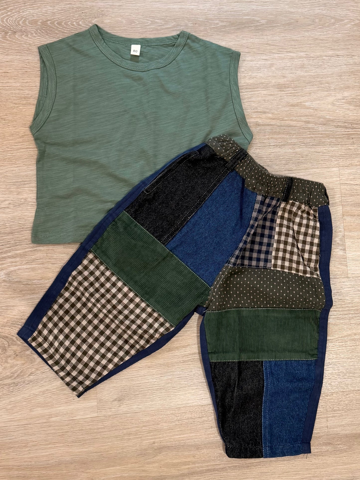2 Piece Patchwork Pant Outfit