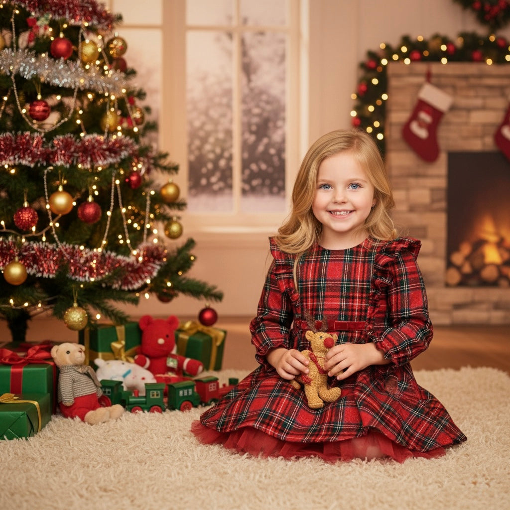 Red Plaid Sparkle Dress