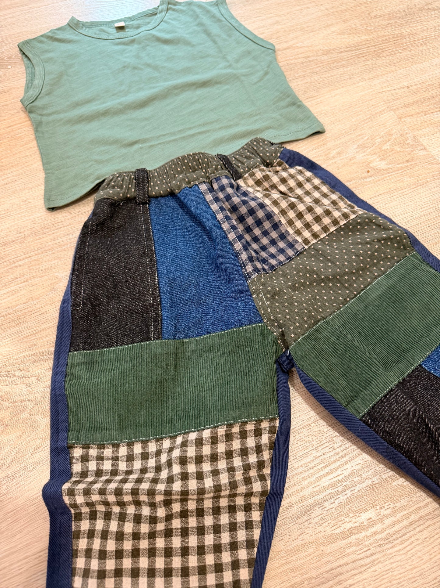 2 Piece Patchwork Pant Outfit