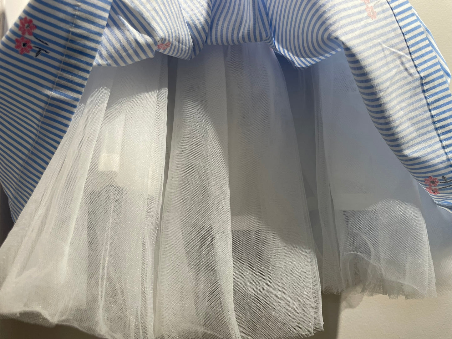 Striped floral skirt for girls worn lifestyle view