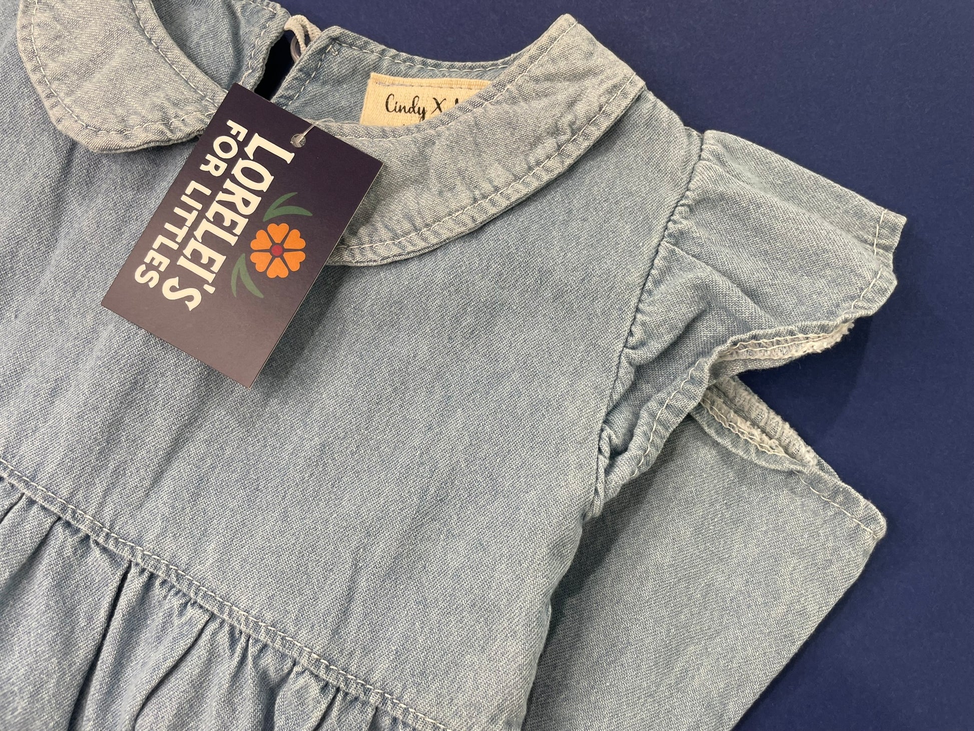 Tulip denim dress for girls worn lifestyle view