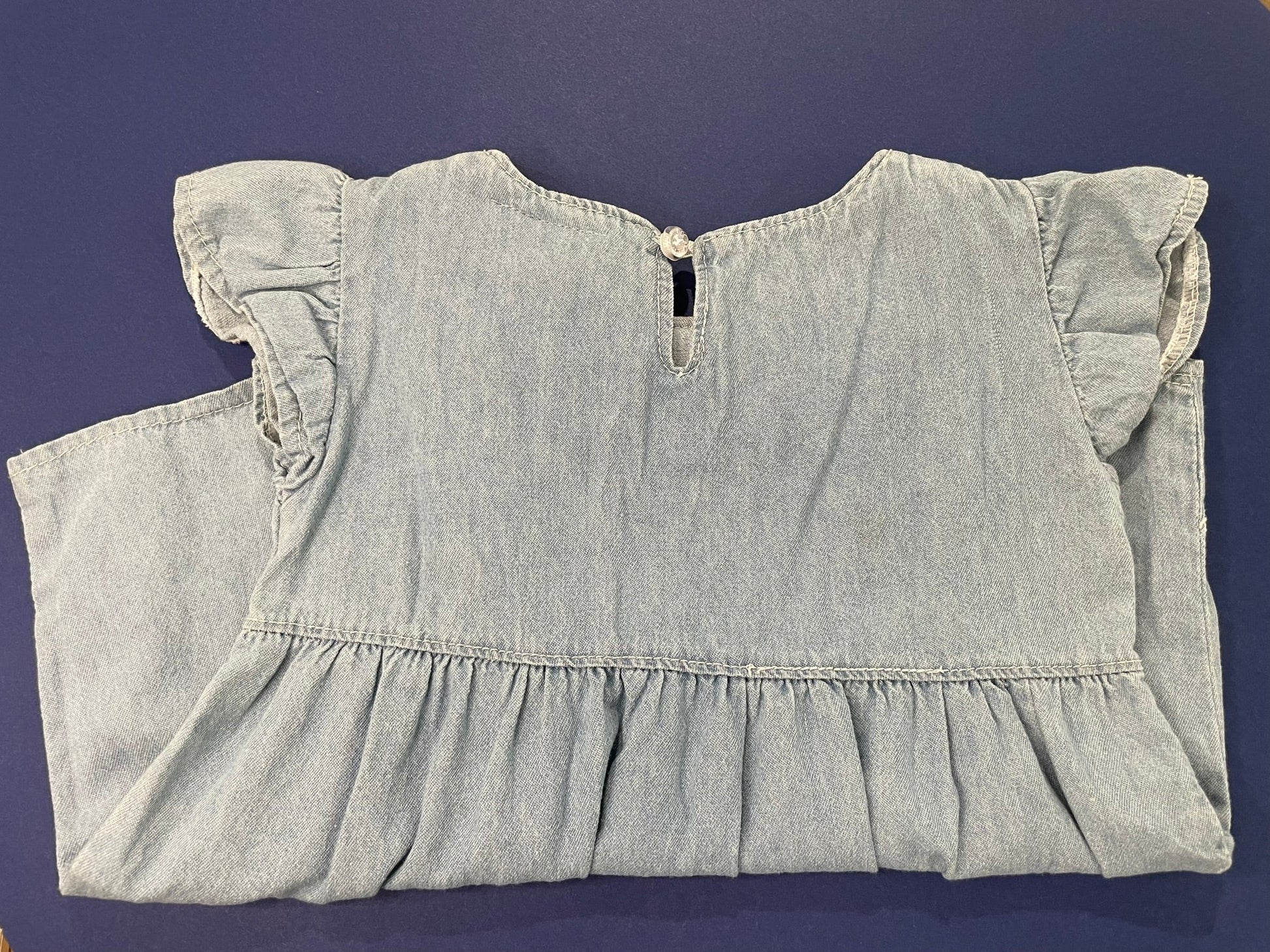 Tulip denim dress flat lay product view