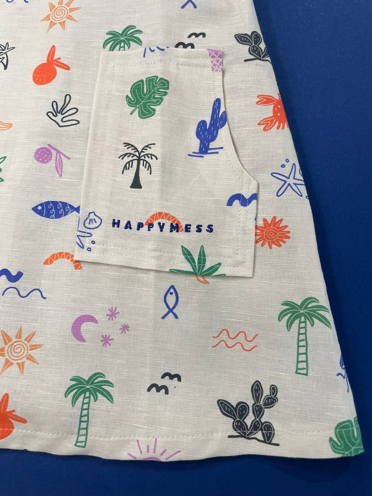 Safari linen dress for girls worn lifestyle view