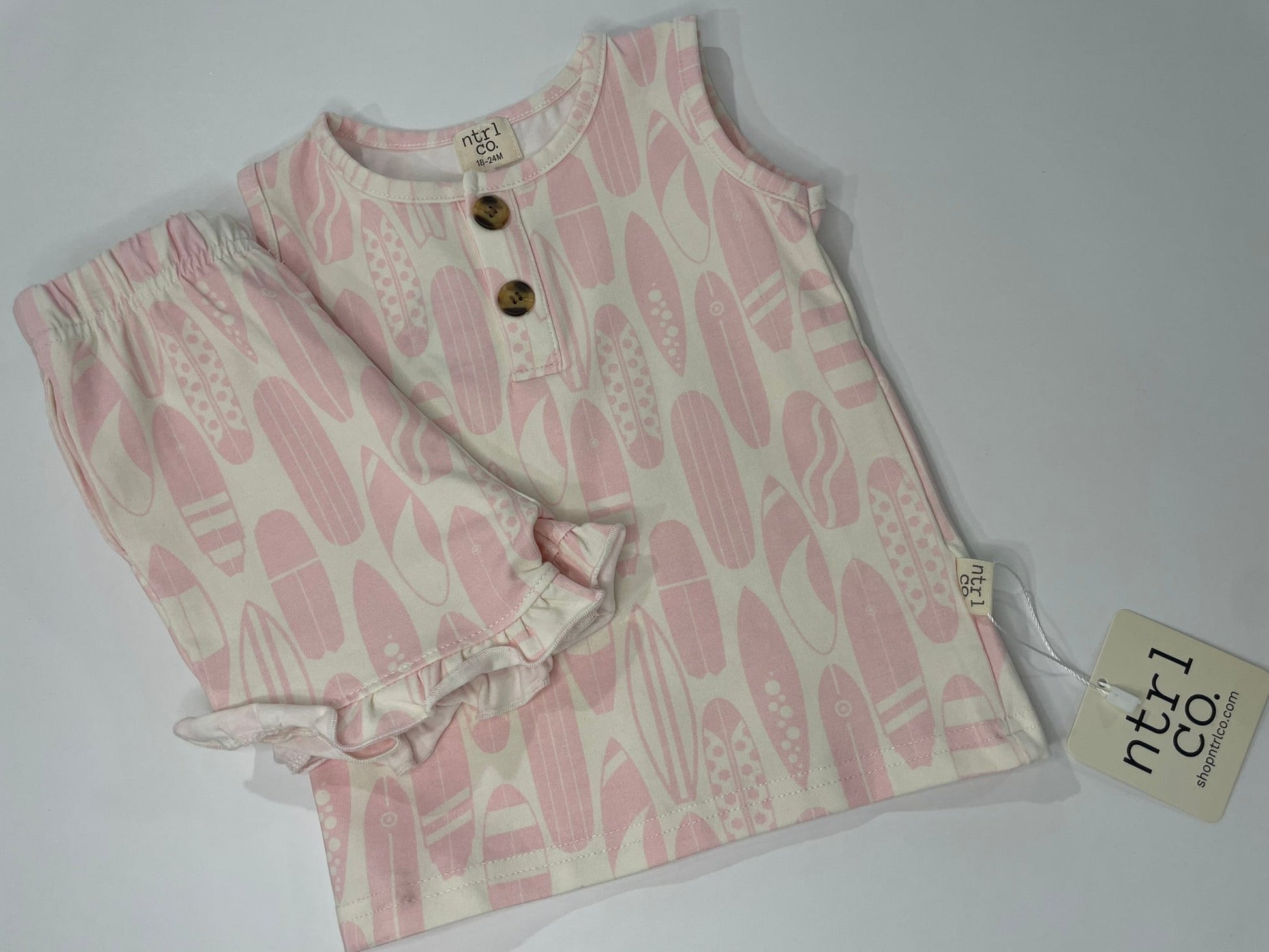 Surf's Up girls top and shorts set worn lifestyle view