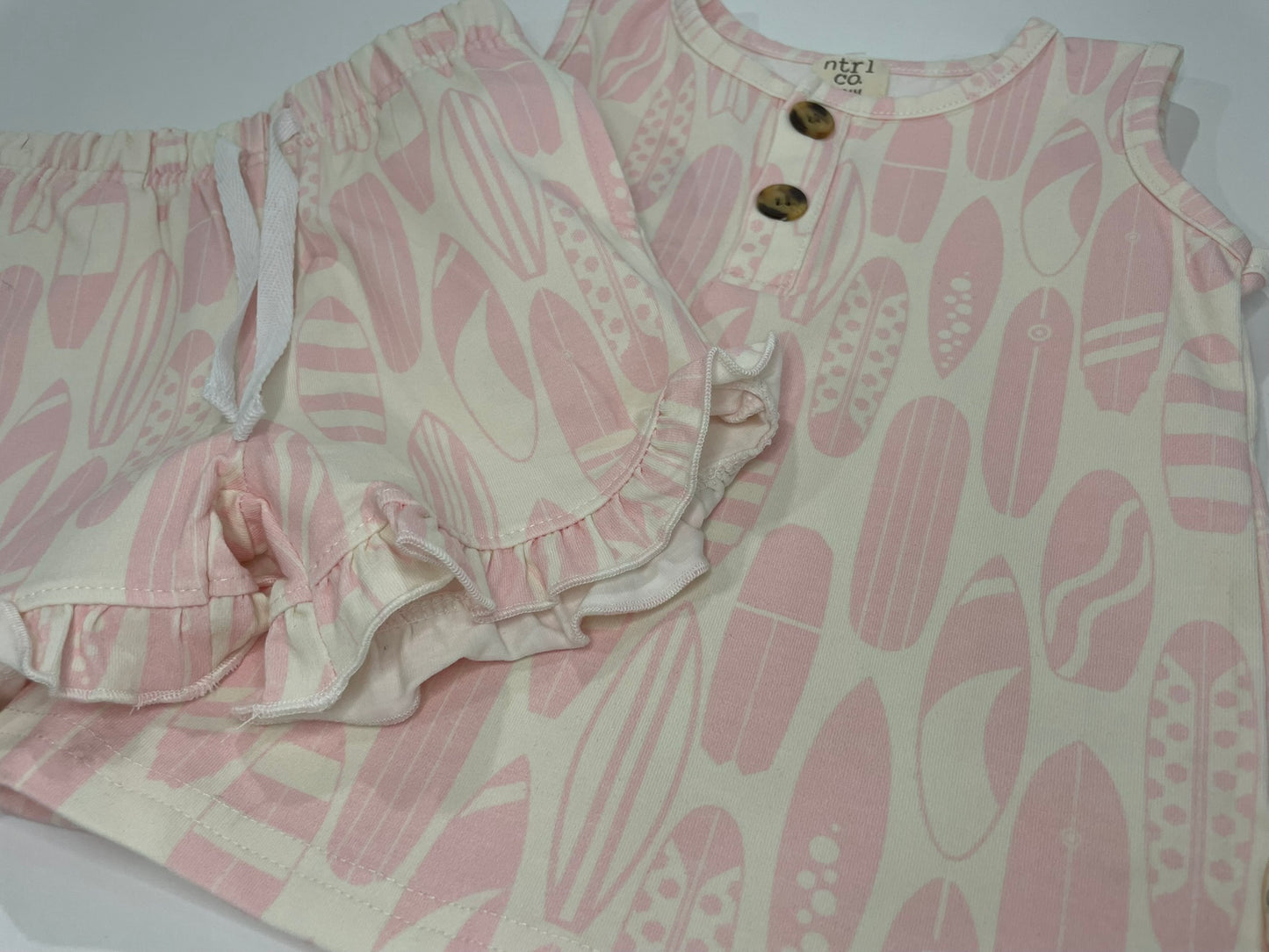 Girls Surf's Up ruffle set side view detail