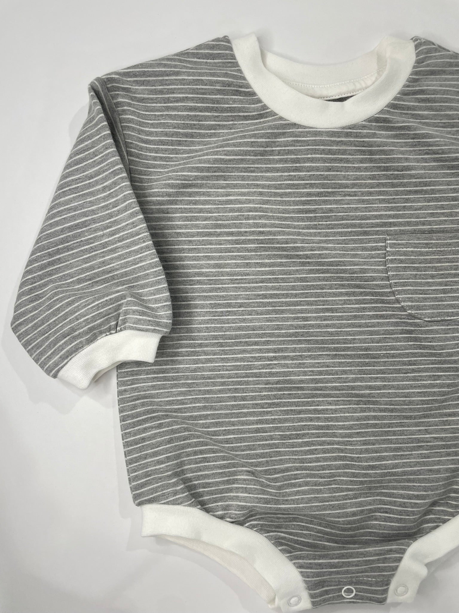 Organic cotton oversized striped bubble romper back view