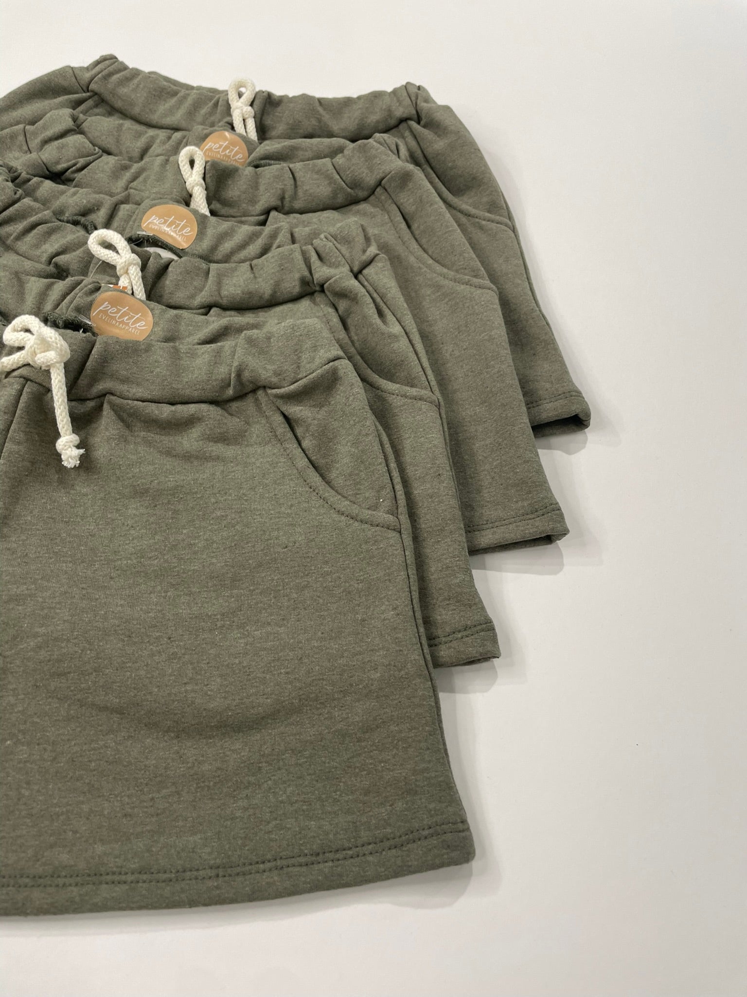 Recycled cotton comfy shorts flat lay product view